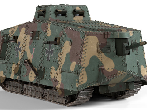 A7V Sturmpanzerwagen Heavy Tank Model 3D