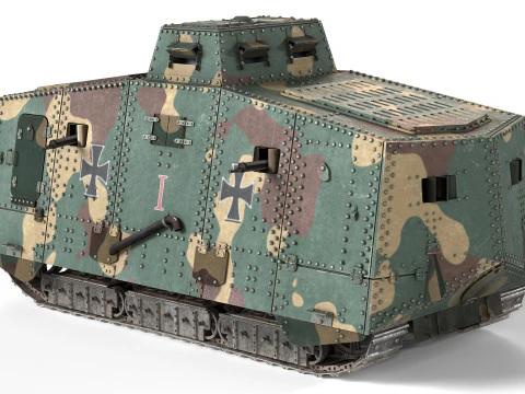 A7V Sturmpanzerwagen Heavy Tank 3D Model