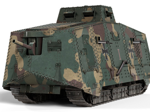 A7V Sturmpanzerwagen Heavy Tank 3D 모델