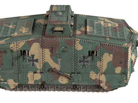 A7V Sturmpanzerwagen Heavy Tank 3D 모델