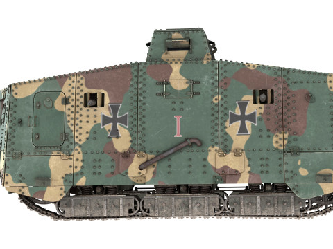 A7V Sturmpanzerwagen Heavy Tank 3D 모델