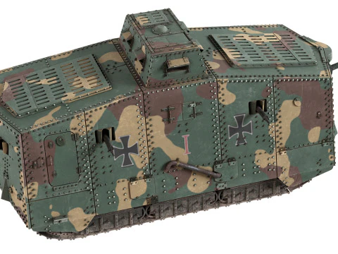 A7V Sturmpanzerwagen Heavy Tank 3D Model