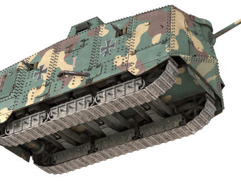 A7V Sturmpanzerwagen Heavy Tank 3D 모델