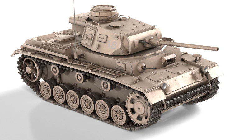 German Panzer III TANK 3D Model .c4d .max .obj .3ds .fbx .stl .blend 