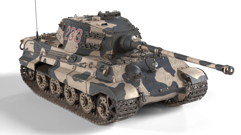Tiger II German Tank 3D Model .c4d .max .obj .3ds .fbx .stl .blend