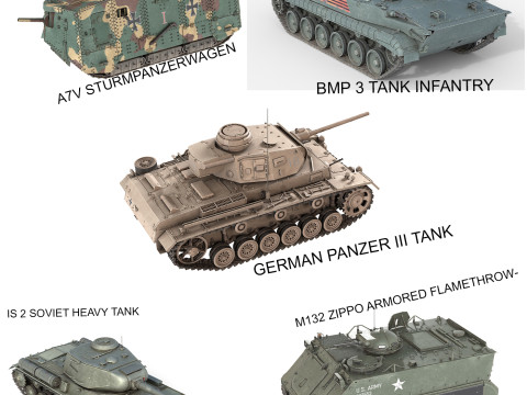 5 Military Vehicles Collection v13 3D Model