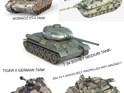 5 Military Vehicles Collection v14 3D Model