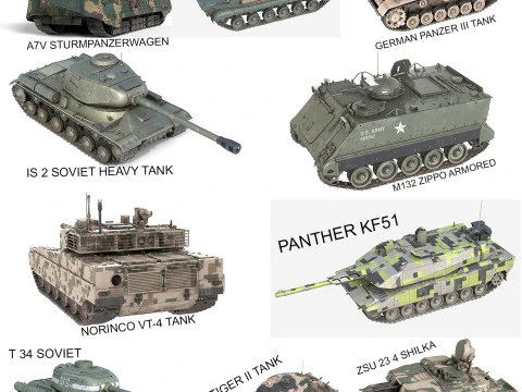 10 군용 차량 컬렉션 v6 3D 모델