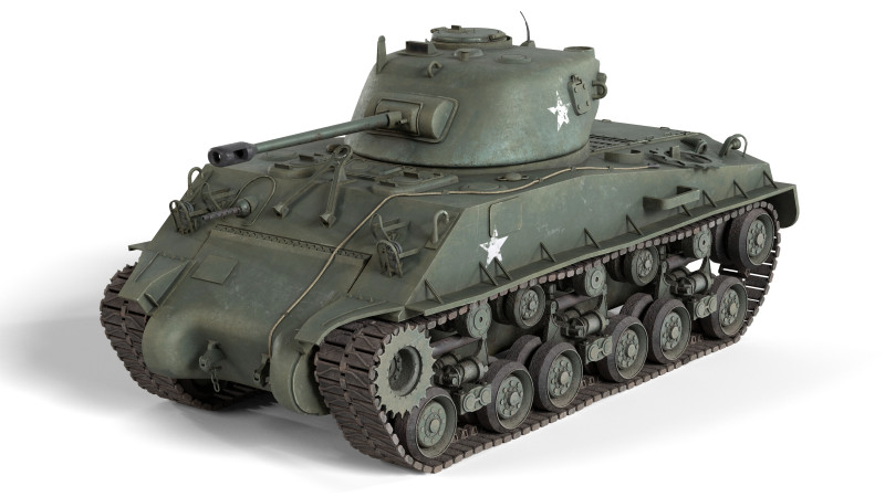 M4 Sherman Tank 3D Модель .c4d .max .obj .3ds .fbx .stl .blend
