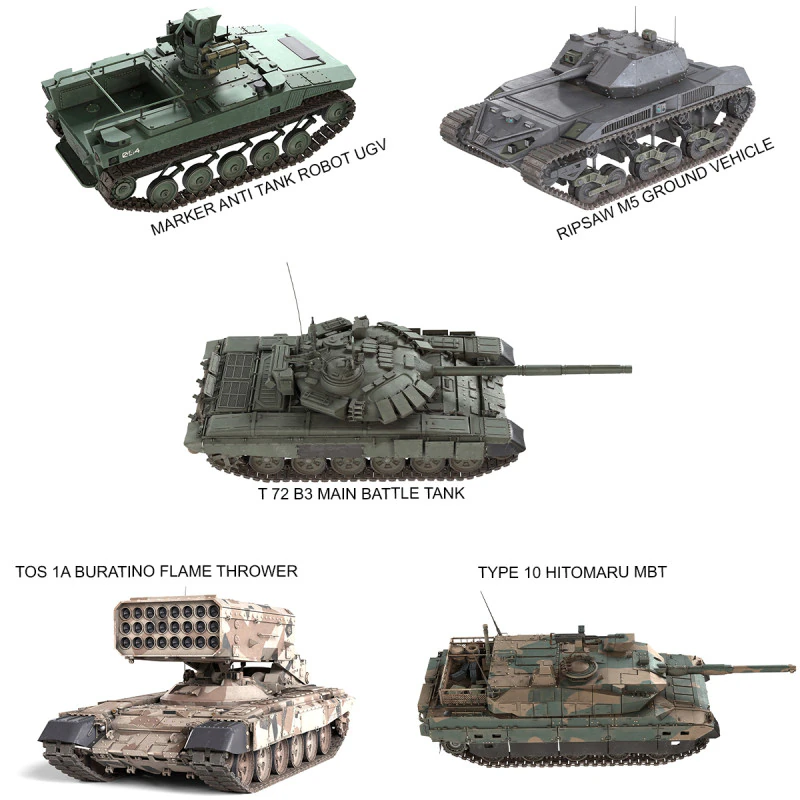 5 Military Vehicles Collection v16 3D Model .c4d .max .obj .3ds .fbx .stl .blend 