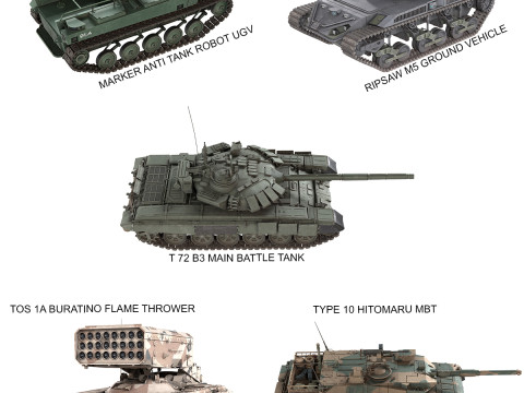5 Military Vehicles Collection v16 3D Model