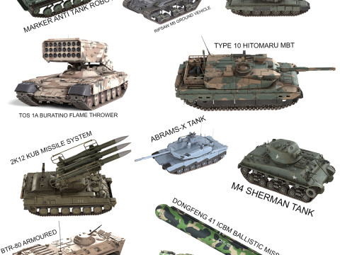 10 Military Vehicles Collection v7 3D Model