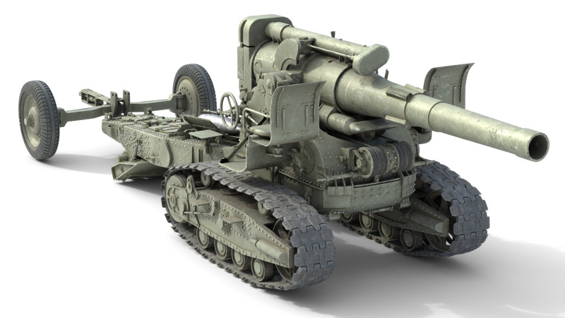 Russian B4 Howitzer 203mm M1931 3D Model .c4d .max .obj .3ds .fbx .stl .blend