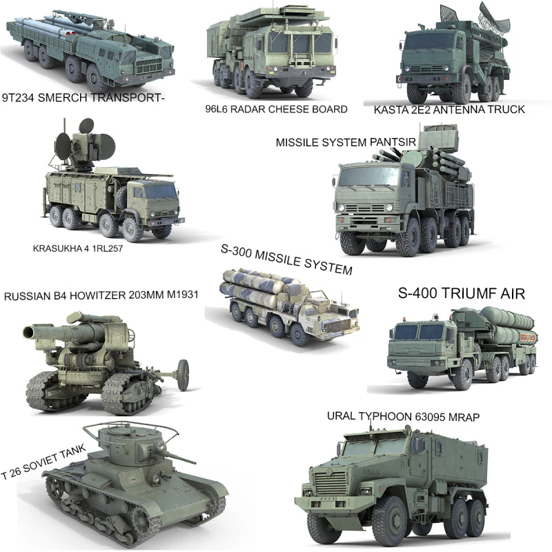 10 Military Vehicles Collection V8 3D Model .c4d .max .obj .3ds .fbx .stl .blend 