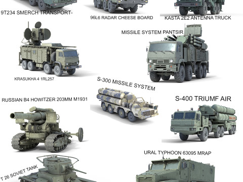 10 Military Vehicles Collection V8 3D Model