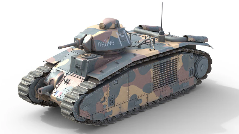 Carro pesante francese Char B1 Modello 3D .c4d .max .obj .3ds .fbx .stl .blend