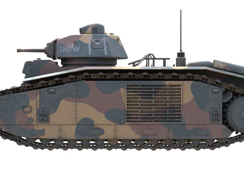 Carro pesante francese Char B1 Modello 3D