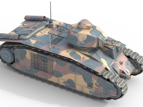 Carro pesante francese Char B1 Modello 3D