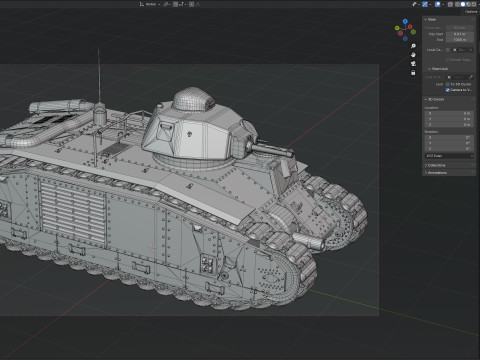 Char B1 French Heavy Tank 3D Model