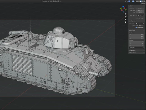 Carro pesante francese Char B1 Modello 3D