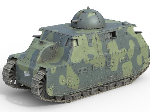 Fiat 2000 italian heavy tank 3D Model