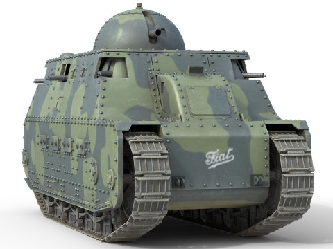 Fiat 2000 italian heavy tank Modelo 3D