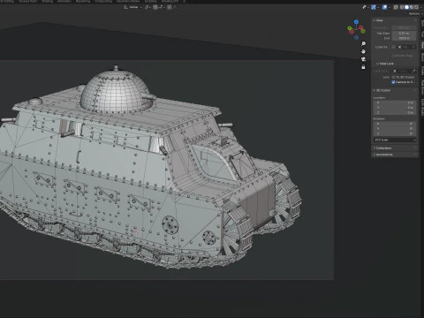 Carro armato pesante italiano Fiat 2000 Modello 3D