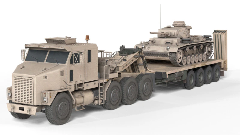 Oshkosh M1070 con modello di cisterna per rimorchio Modello 3D .c4d .max .obj .3ds .fbx .stl .blend 