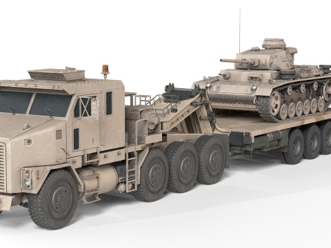 Oshkosh M1070 with Trailer Tank model 3D Model
