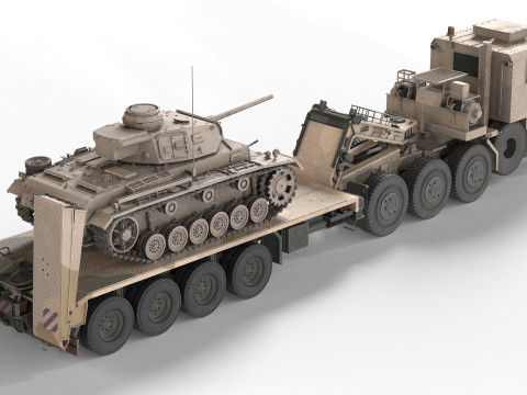 Oshkosh M1070 with Trailer Tank model Modelo 3D