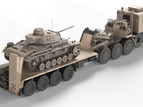 Oshkosh M1070 con modello di cisterna per rimorchio Modello 3D