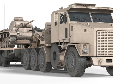 Oshkosh M1070 con modello di cisterna per rimorchio Modello 3D