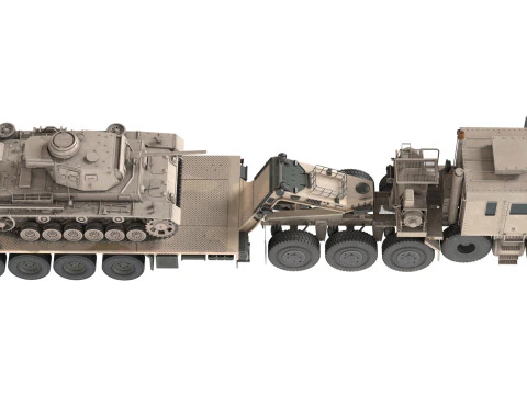 Oshkosh M1070 con modello di cisterna per rimorchio Modello 3D