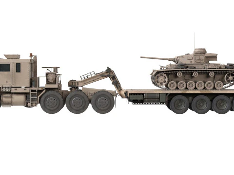 Oshkosh M1070 con modello di cisterna per rimorchio Modello 3D