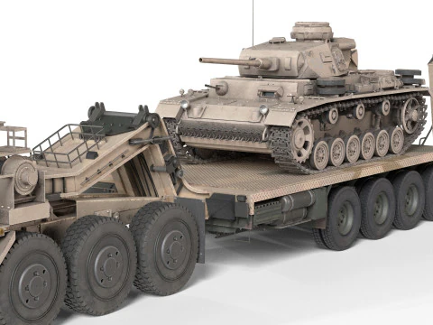 Oshkosh M1070 con modello di cisterna per rimorchio Modello 3D