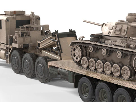 Oshkosh M1070 con modello di cisterna per rimorchio Modello 3D