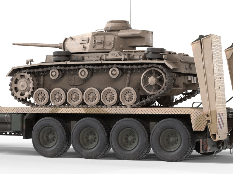 Oshkosh M1070 with Trailer Tank model Modelo 3D