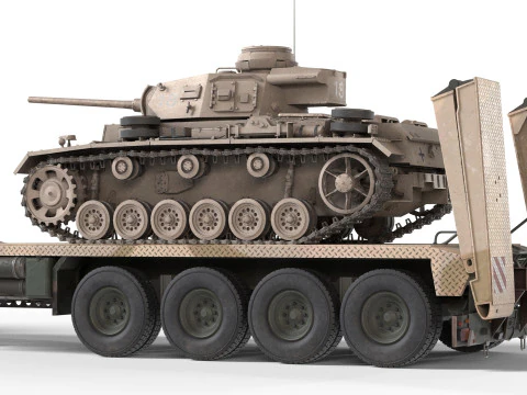 Oshkosh M1070 con modello di cisterna per rimorchio Modello 3D