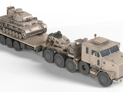 Oshkosh M1070 con modello di cisterna per rimorchio Modello 3D