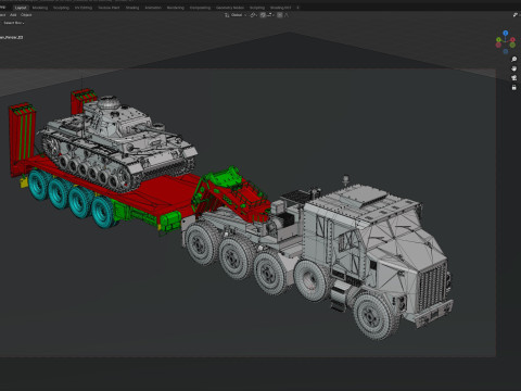 Oshkosh M1070 with Trailer Tank model Modelo 3D