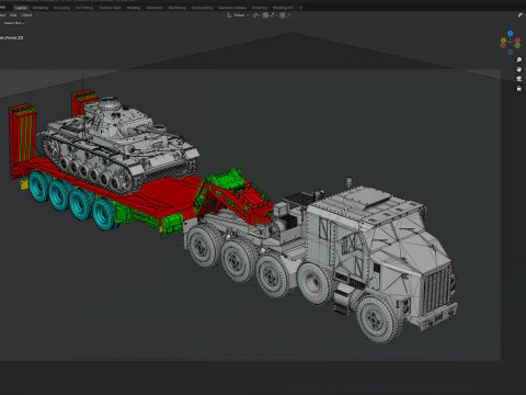 Oshkosh M1070 con modello di cisterna per rimorchio Modello 3D