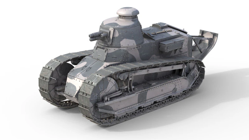 Renault FT17 Light Tank 3D Model .c4d .max .obj .3ds .fbx .stl .blend