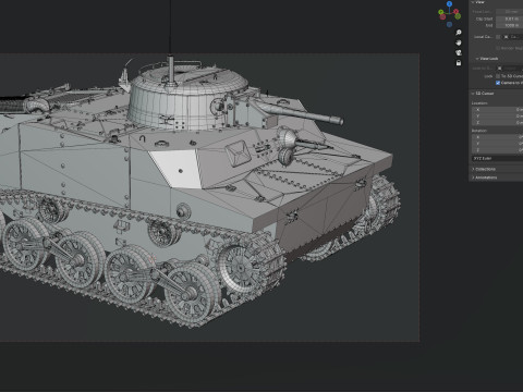 Type 2 Ka Mi Tank 3D 模型