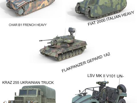 5 Military Vehicles Collection V19 3D Model
