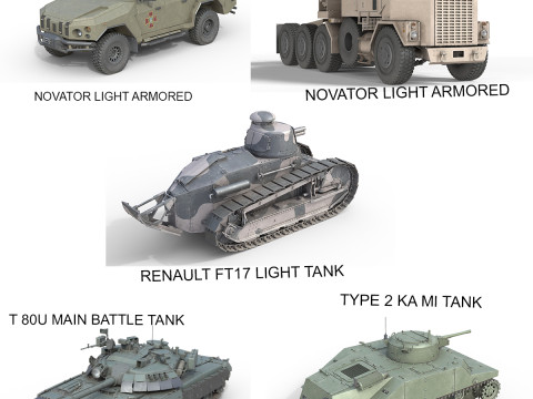 5 Military Vehicles Collection V20 3D Model