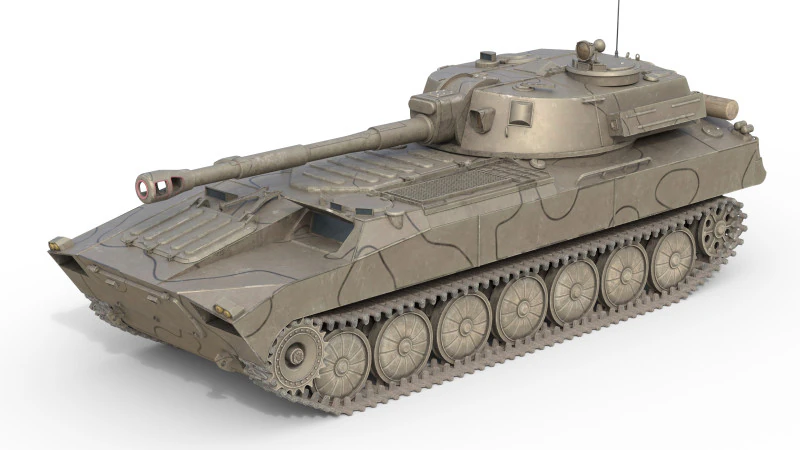 2S1 Gvozdika Soviet Howitzer 3D Model .c4d .max .obj .3ds .fbx .stl .blend