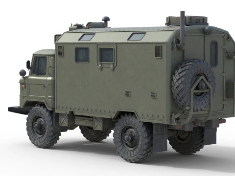 Camion militare Gaz 66 Modello 3D