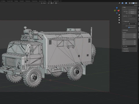 Camion militare Gaz 66 Modello 3D