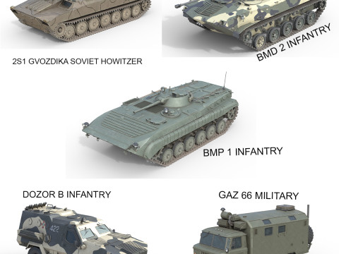 5 Military Vehicles Collection V21 3D Model