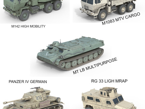 5 Military Vehicles Collection V22 3D Model